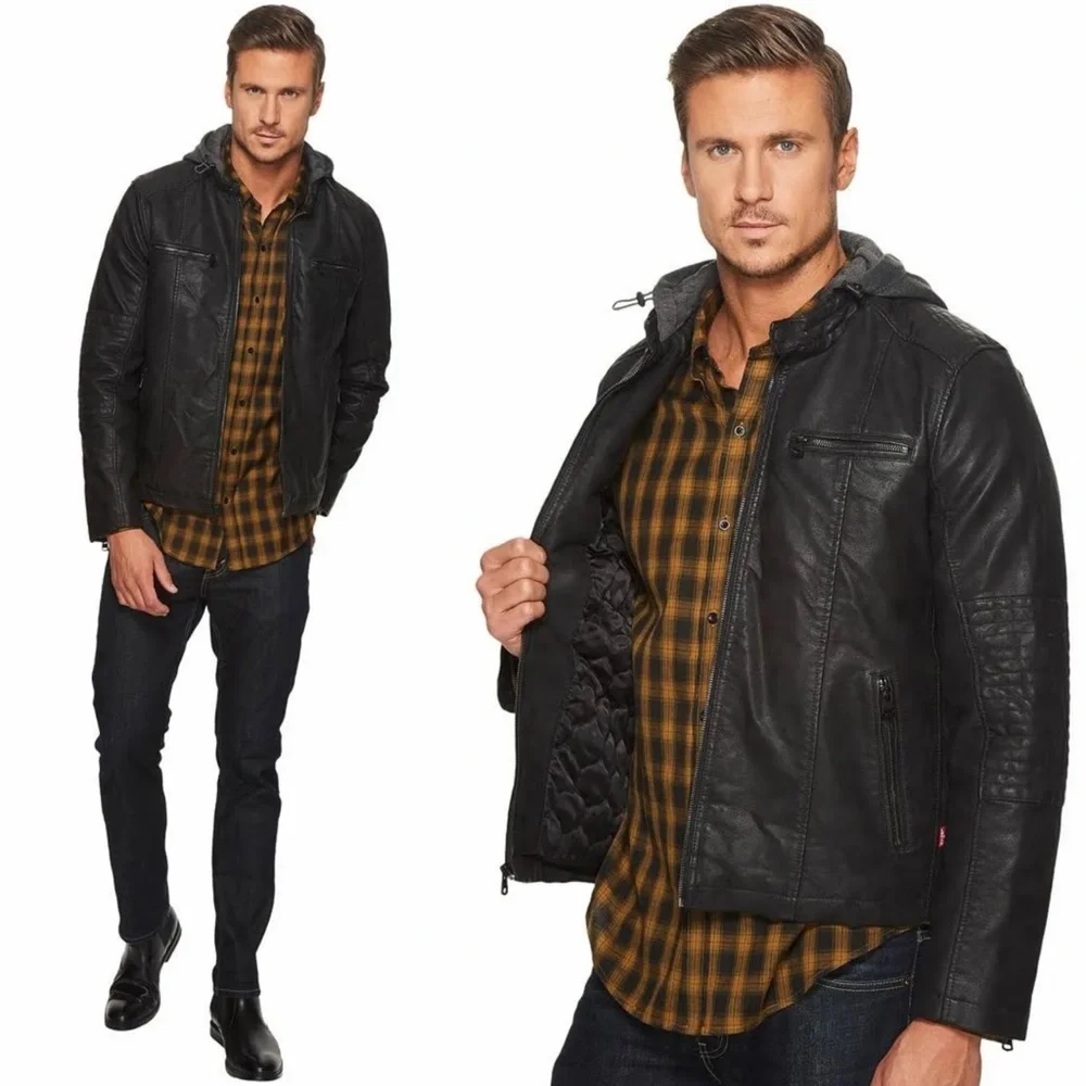 ❤️‍🔥Firm Price❤️‍🔥 Levi's faux leather hooded moto racer jacket - Picture 2 of 16